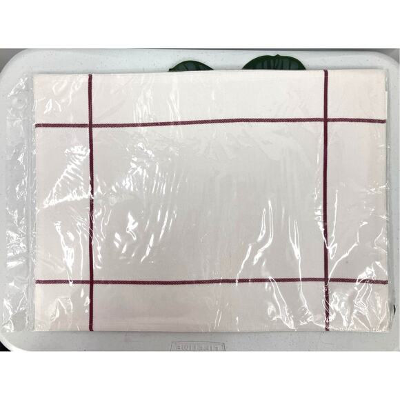 The Pampered Chef Set Of 2 White Wine Red Cotton Windowpane Placemats Dinning - Picture 1 of 5